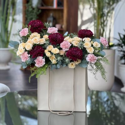 Flowers and Gift Big Leather Bag 007