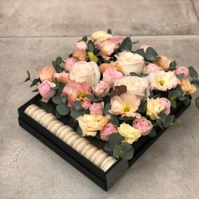 Flowers and Gift Box Arrangement 004