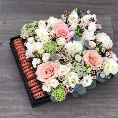 Flowers and Gift Box Arrangement 007